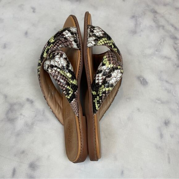 Madewell Skyler Snake Padded Cross Strap Slide Sandals NWOB - Picture 7 of 11